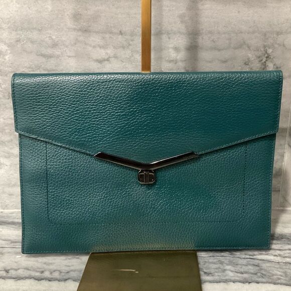 Botkier Valentina Green Leather Envelope Flap Clutch Wallet - Picture 1 of 6